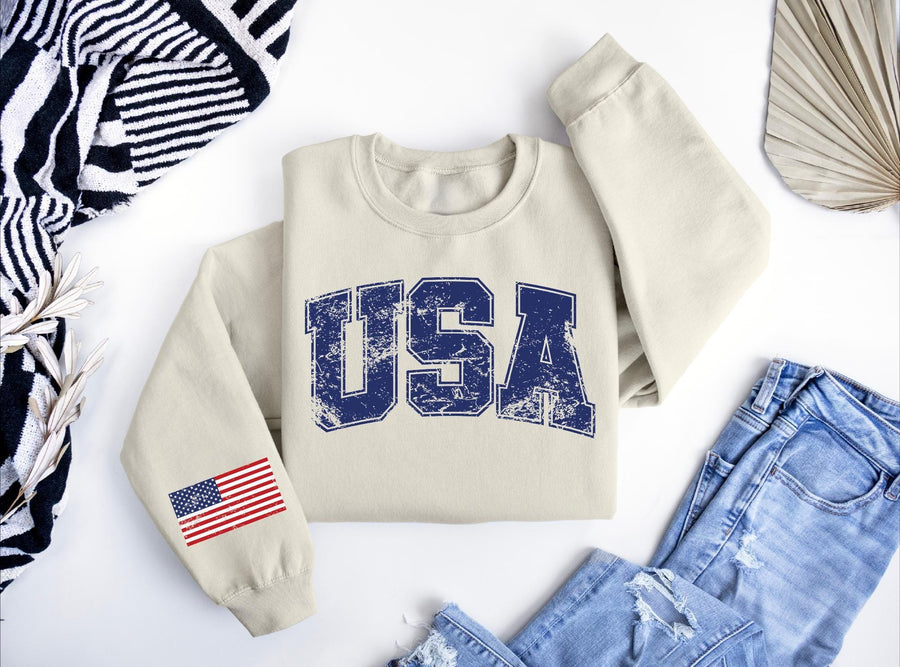 Retro USA Sweatshirt, Patriotic American Flag Tee, Fourth of July America 250th Birthday Gift