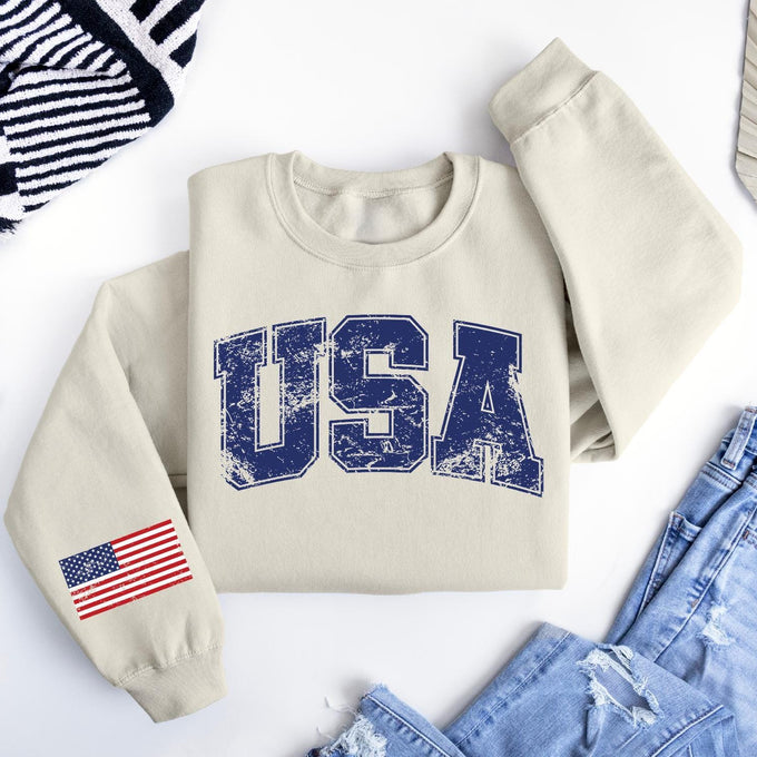 Retro USA Sweatshirt, Patriotic American Flag Tee, Fourth of July America 250th Birthday Gift