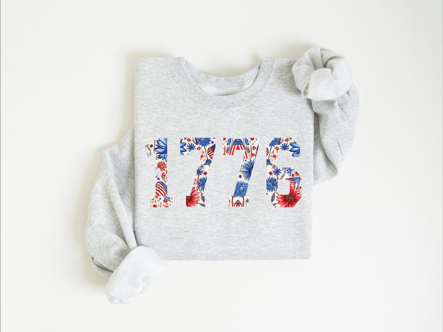 Floral 1776 Sweatshirt, Patriotic American Flag Anniversary Tee
