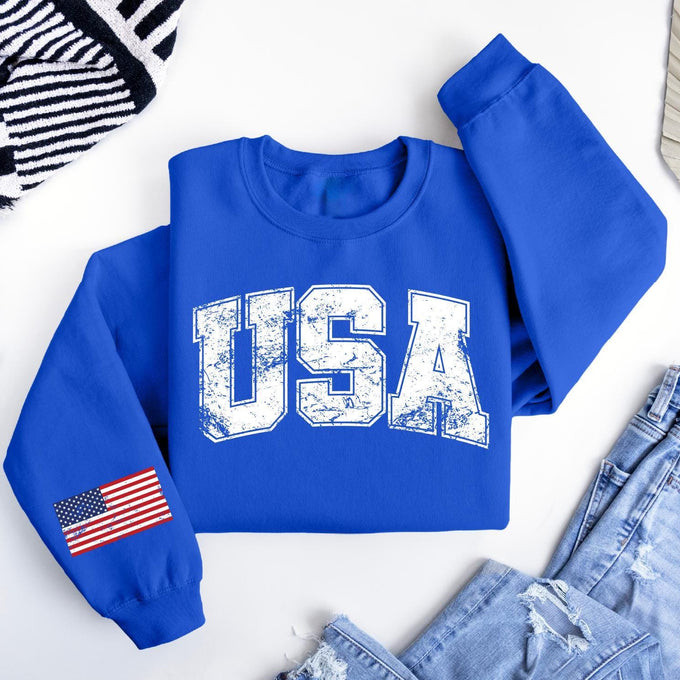 Retro USA Sweatshirt, Patriotic American Flag Tee, Fourth of July America 250th Birthday Gift