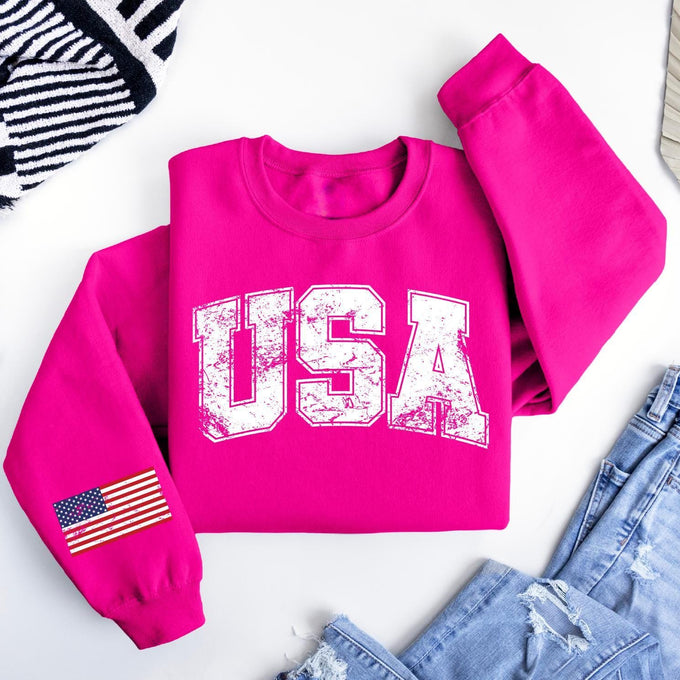 Retro USA Sweatshirt, Patriotic American Flag Tee, Fourth of July America 250th Birthday Gift