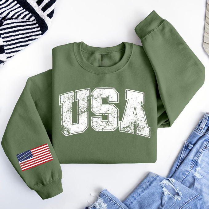 Retro USA Sweatshirt, Patriotic American Flag Tee, Fourth of July America 250th Birthday Gift