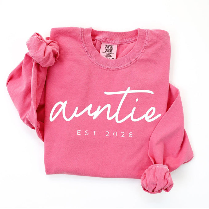 Comfort Colors® Custom Auntie T- Shirt, New Aunt Reveal Gift