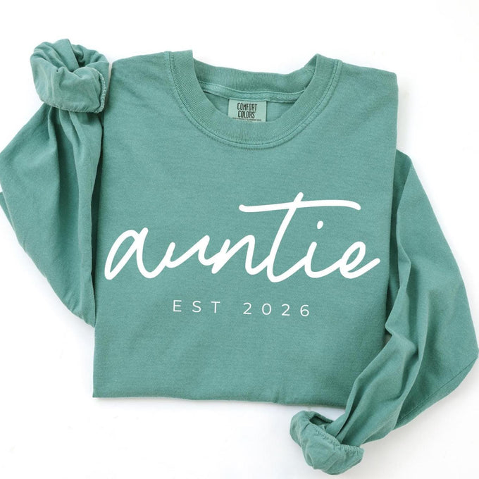Comfort Colors® Custom Auntie T- Shirt, New Aunt Reveal Gift