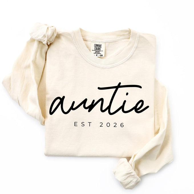 Comfort Colors® Custom Auntie T- Shirt, New Aunt Reveal Gift
