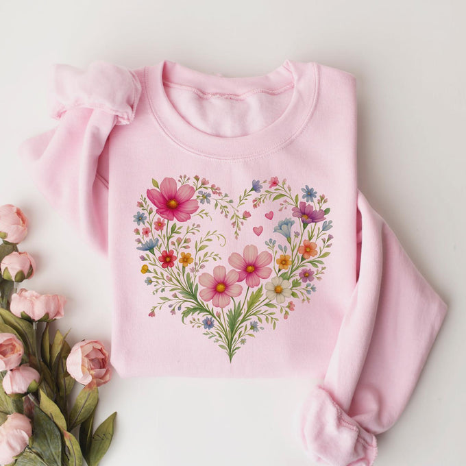 Heart Wildflowers Sweatshirt, Wildflower Shirt, Mothers Day Gift, Flower Shirt, Gift for Women, Flowers Lover Shirt, Mom Birthday Gift