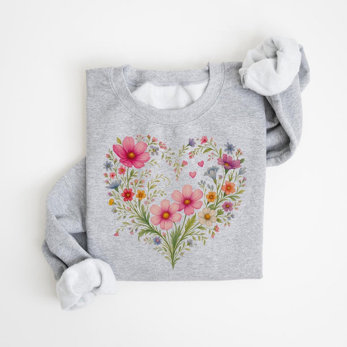 Heart Wildflowers Sweatshirt, Wildflower Shirt, Mothers Day Gift, Flower Shirt, Gift for Women, Flowers Lover Shirt, Mom Birthday Gift