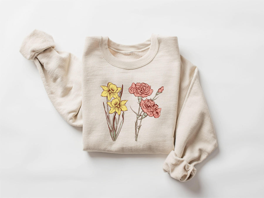 Personalized Birth Month Flower Sweatshirt, Grandma Sweatshirt, Mothers Day Gift