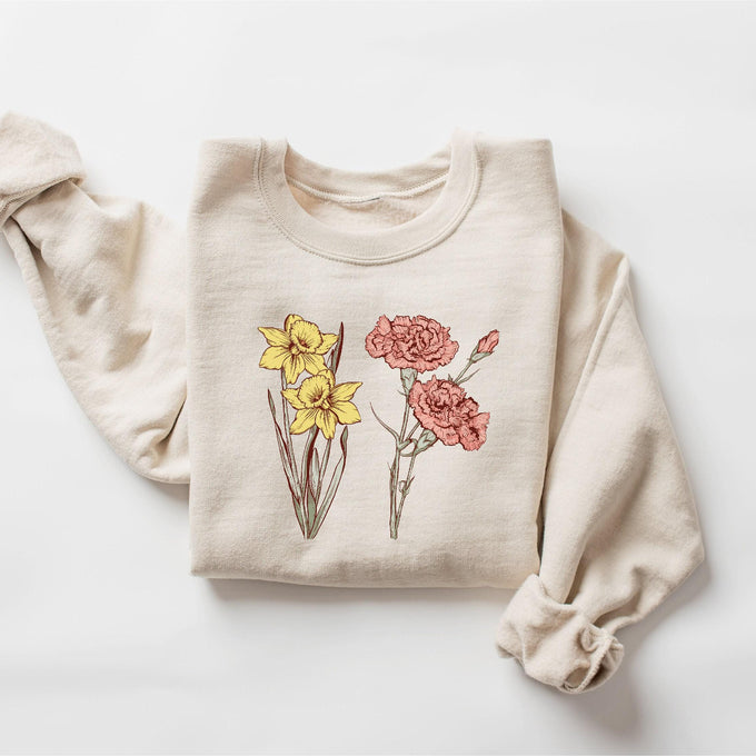 Personalized Birth Month Flower Sweatshirt, Grandma Sweatshirt, Mothers Day Gift