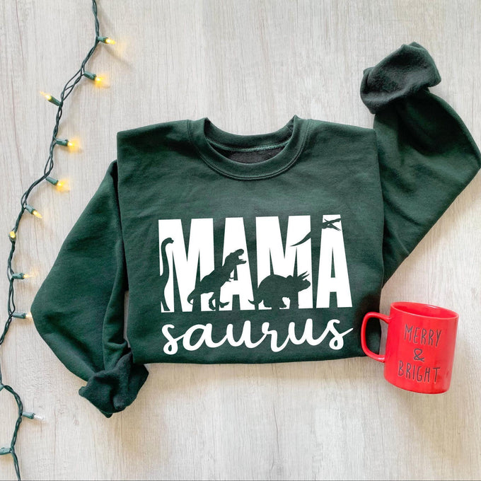 Mama Saurus Sweatshirt, Dinosaur Mom Sweatshirt, Cute Mama Sweatshirt, Funny Mom Sweatshirt, Mothers Day Gift, Unique Mama Sweatshirt