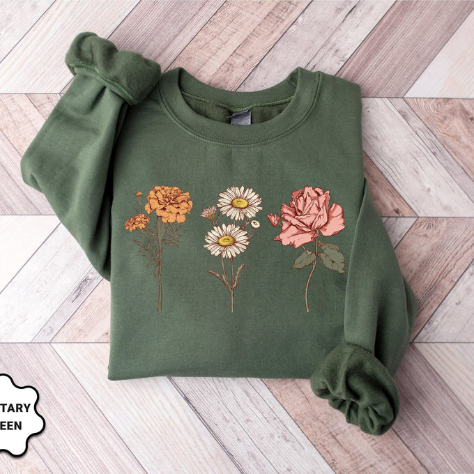 Personalized Birth Month Flower Sweatshirt, Grandma Sweatshirt, Mothers Day Gift
