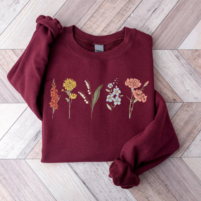 Personalized Birth Month Flower Sweatshirt, Grandma Sweatshirt, Mothers Day Gift