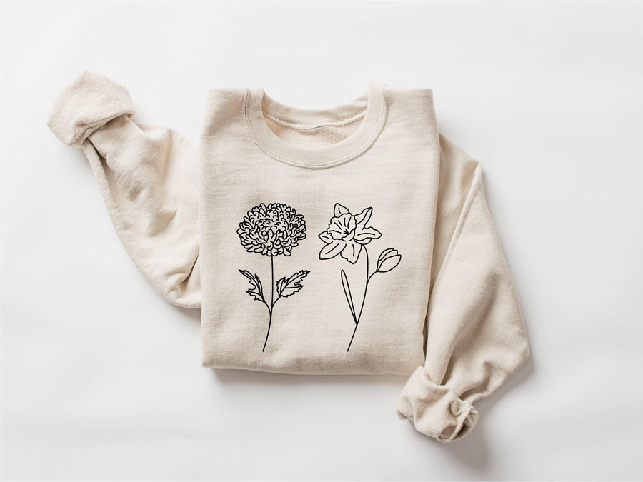 Personalized Birth Month Flower Sweatshirt, Mothers Day Gift, New Mom Shirt