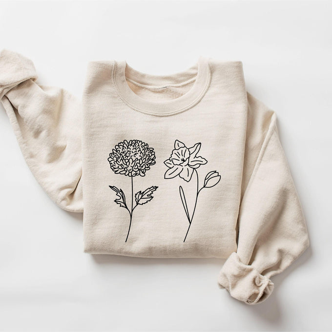 Personalized Birth Month Flower Sweatshirt, Mothers Day Gift, New Mom Shirt