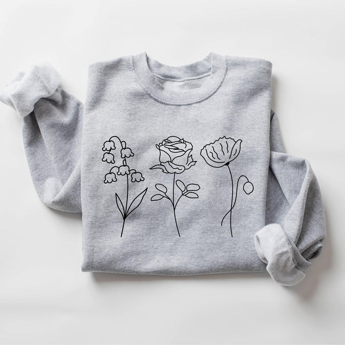 Personalized Birth Month Flower Sweatshirt, Mothers Day Gift, New Mom Shirt