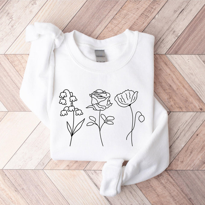 Personalized Birth Month Flower Sweatshirt, Mothers Day Gift, New Mom Shirt