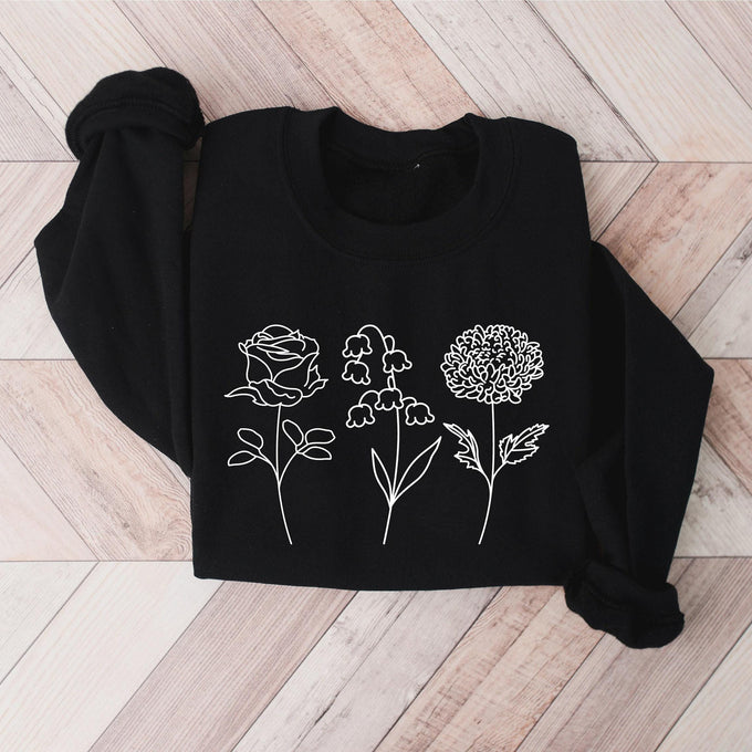 Personalized Birth Month Flower Sweatshirt, Mothers Day Gift, New Mom Shirt