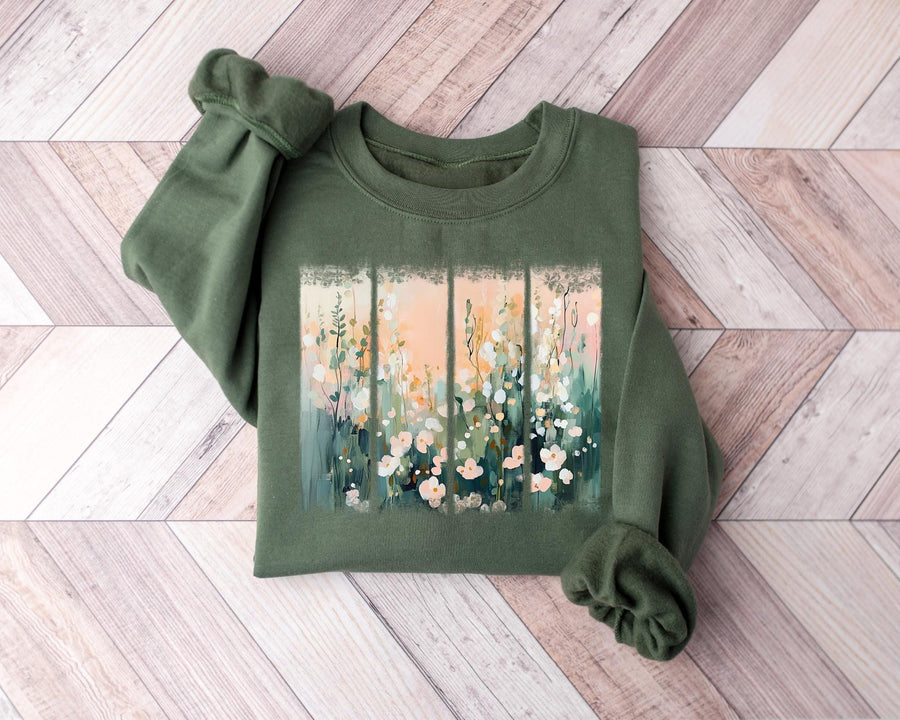 Womens Wildflower Sweatshirt, Mothers Day Gift, Flowers Lover Gift, Mom Floral Graphic Tee
