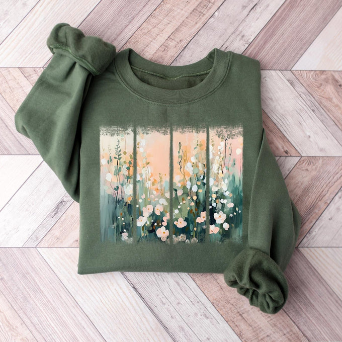 Womens Wildflower Sweatshirt, Mothers Day Gift, Flowers Lover Gift, Mom Floral Graphic Tee