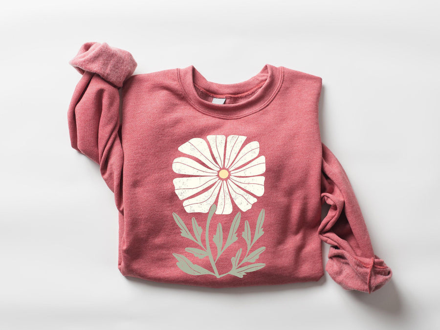 Womens Daisy Flower Sweatshirt, Cute Spring Floral Shirt, Wildflowers Tee, Mothers Day Gift