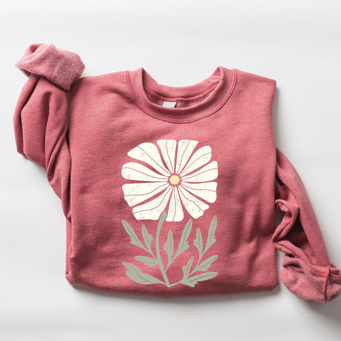Womens Daisy Flower Sweatshirt, Cute Spring Floral Shirt, Wildflowers Tee, Mothers Day Gift