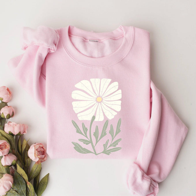Womens Daisy Flower Sweatshirt, Cute Spring Floral Shirt, Wildflowers Tee, Mothers Day Gift