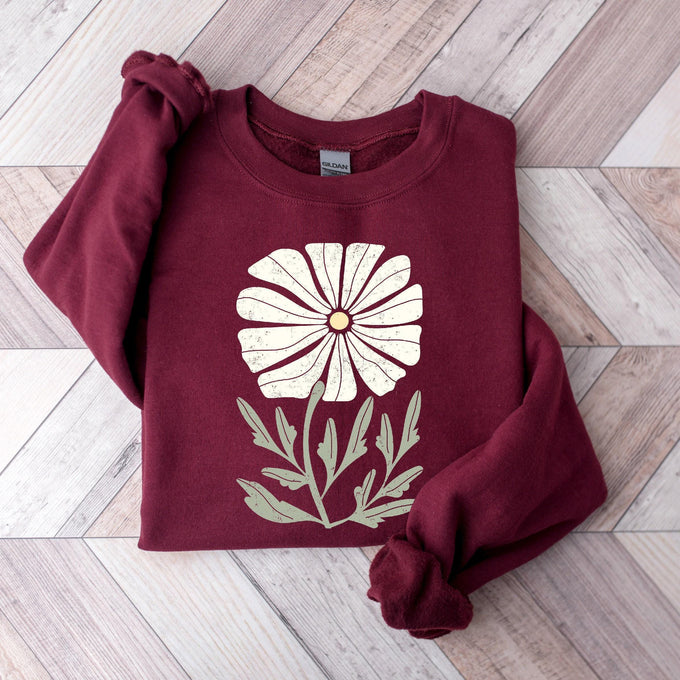 Womens Daisy Flower Sweatshirt, Cute Spring Floral Shirt, Wildflowers Tee, Mothers Day Gift