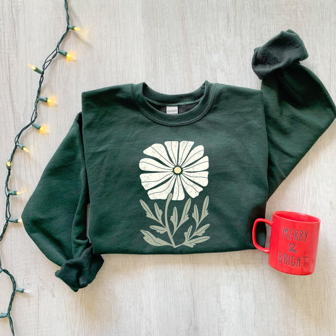 Womens Daisy Flower Sweatshirt, Cute Spring Floral Shirt, Wildflowers Tee, Mothers Day Gift