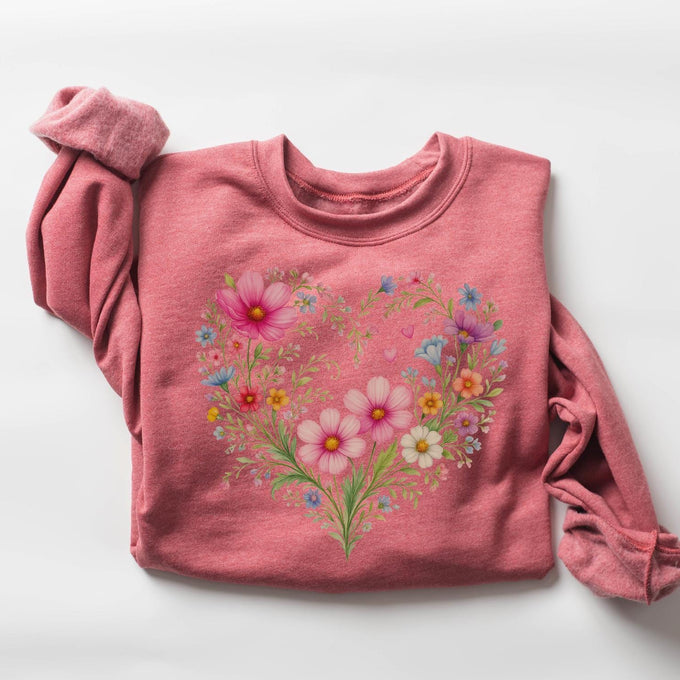 Heart Wildflowers Sweatshirt, Wildflower Shirt, Mothers Day Gift, Flower Shirt, Gift for Women, Flowers Lover Shirt, Mom Birthday Gift