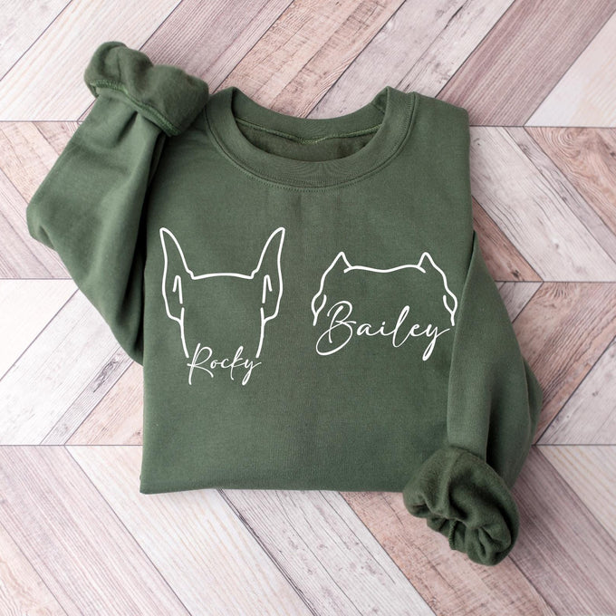 Personalized Dog Mom Ears Sweatshirt, Mothers Day Sweatshirt, Dog Lover Shirt