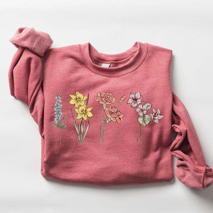 Personalized Birth Month Flower Sweatshirt, Grandma Sweatshirt, Mothers Day Gift