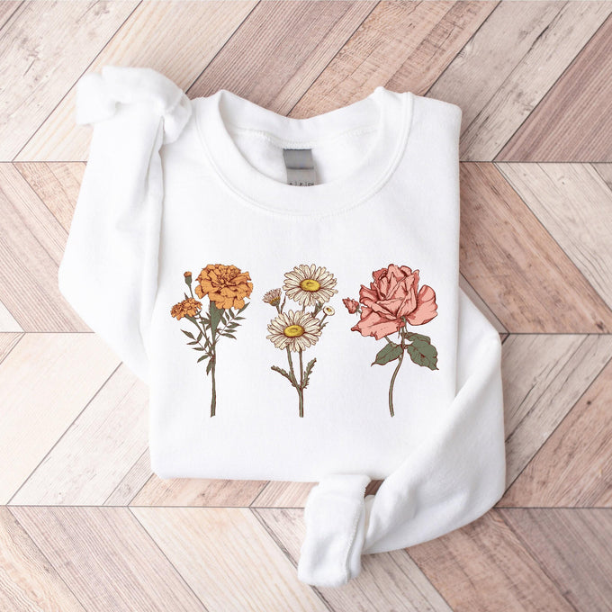 Personalized Birth Month Flower Sweatshirt, Grandma Sweatshirt, Mothers Day Gift