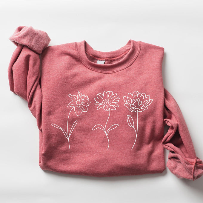 Personalized Birth Month Flower Sweatshirt, Mothers Day Gift, New Mom Shirt