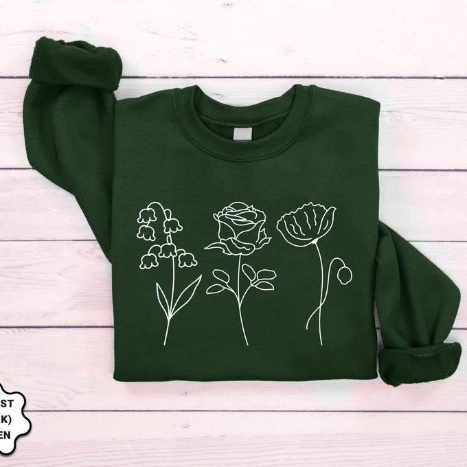 Personalized Birth Month Flower Sweatshirt, Mothers Day Gift, New Mom Shirt