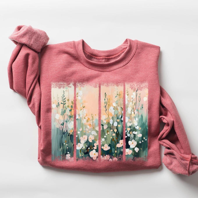 Womens Wildflower Sweatshirt, Mothers Day Gift, Flowers Lover Gift, Mom Floral Graphic Tee