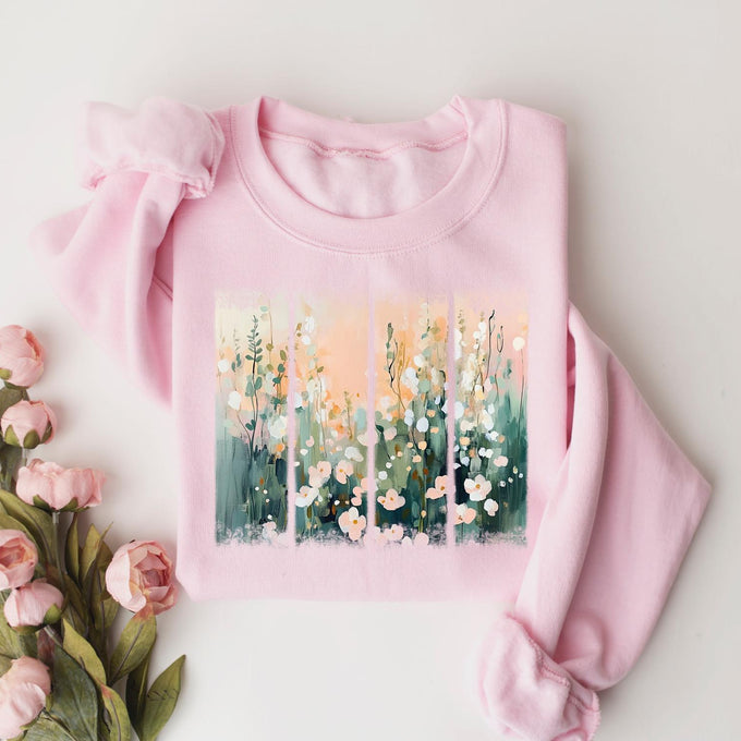 Womens Wildflower Sweatshirt, Mothers Day Gift, Flowers Lover Gift, Mom Floral Graphic Tee